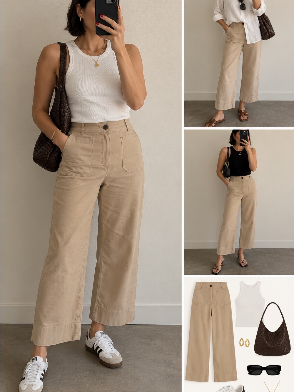 Anthropologie the Colette wide Leg Cropped Pants in Beige Sz 31
